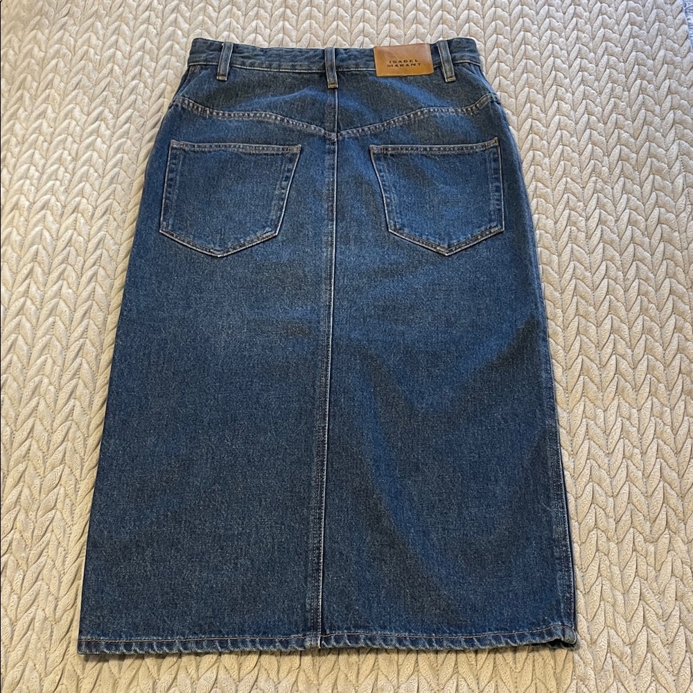 Isabel Marant Dark Blue Denim Button-Front Midi Skirt - Picture 6 of 10